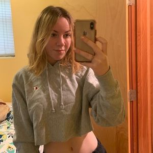 Gray Cropped Champion Hoodie